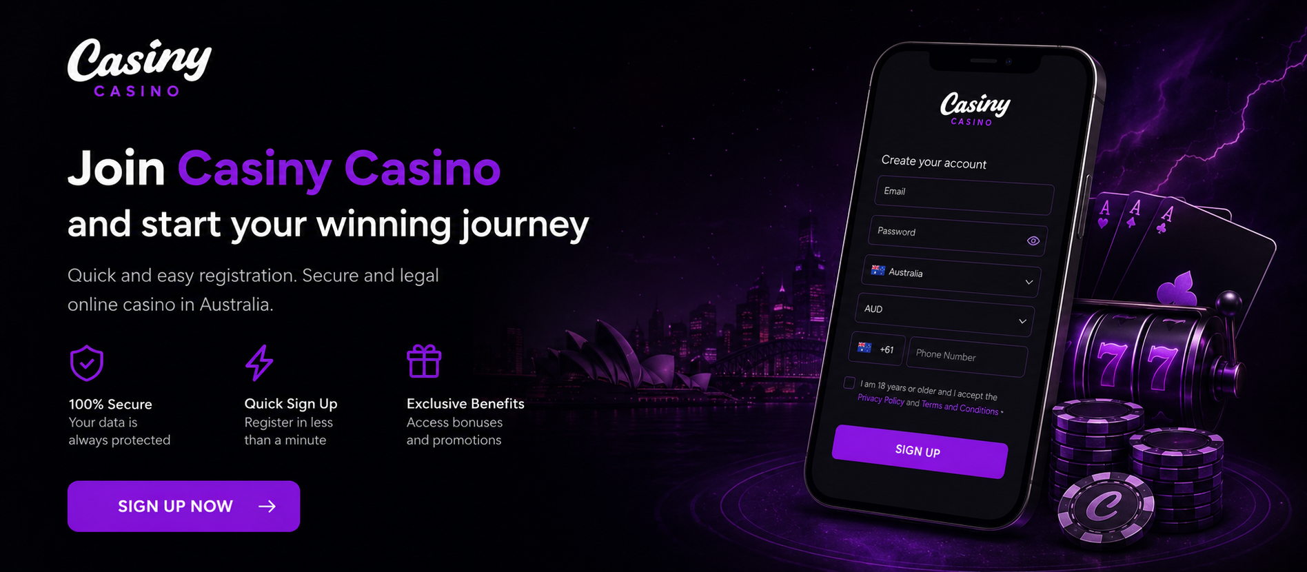 Casiny Casino welcome bonus banner